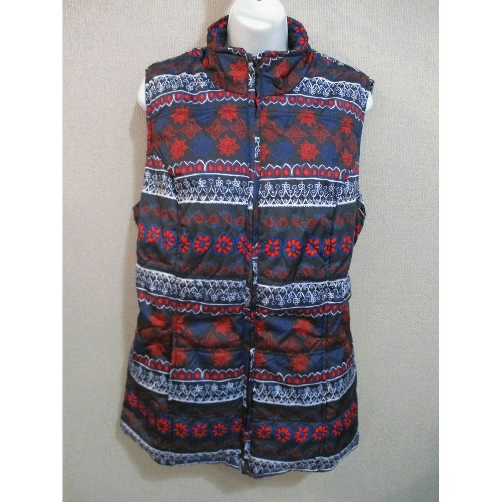 Woman Within Floral & Stripe Winter Vest Size  18 / 20